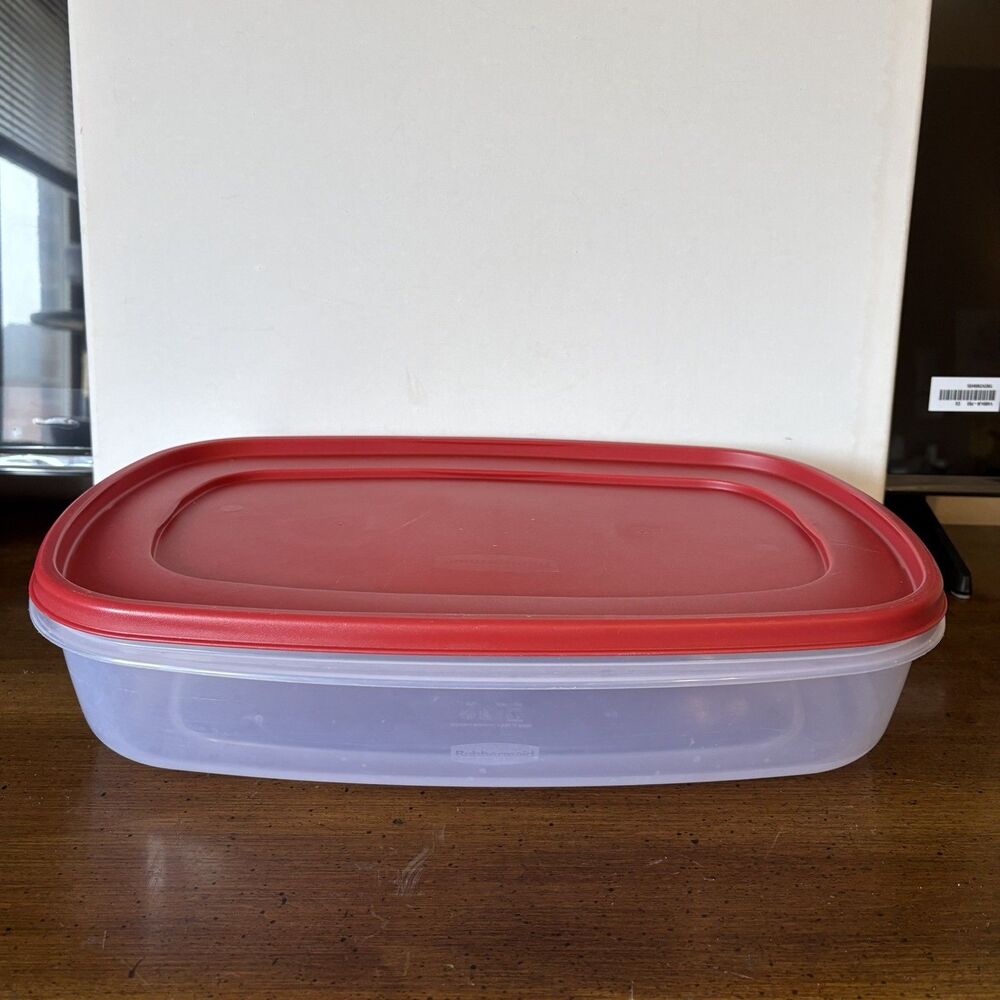 Easy Find Lid Food Storage Container 1.5 Gallon 24 Cup Red Lid Freezer Safe 7J73
